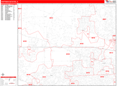 Hoffman Estates Digital Map Red Line Style